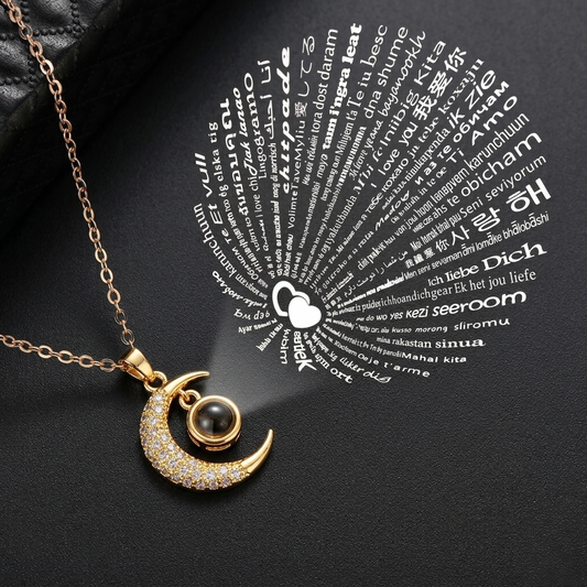 Collar Luna Te Amo en 100 Idiomas🌙✨ + caja de regalo🎁